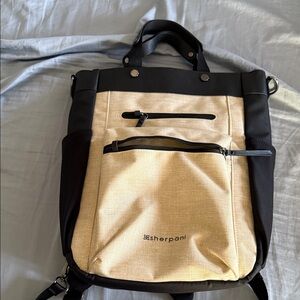 Sherpani Soleil Black and Cream Backpack. EUC